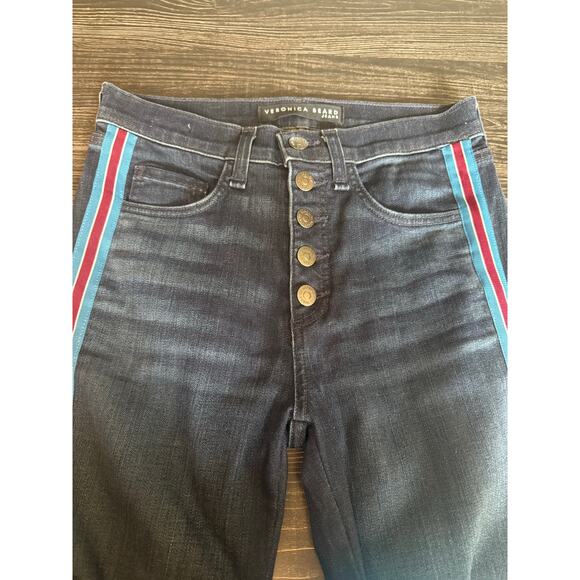 Veronica Beard Debbie 10” Skinny Jeans in Midnight w/Fray in Tux Cut Sz. 0 - Picture 6 of 7